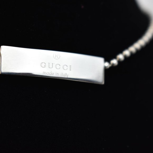GUCCI: Sterling Silver, Logo Beaded Choker #1500 - Picture 4 of 5